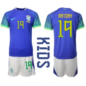 Brasilien Antony #19 Borta Kläder Barn VM 2022 Kortärmad (+ Korta byxor)